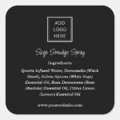 Black | Logo Ingrediënten Productetiketten Vierkante Sticker (Voorkant)