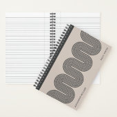 Black Lombard Wavy Lines Modern Custom Notebook Notitieboek (Binnen)