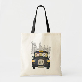 Black London Taxi Cab gedreven door honden Tote Bag
