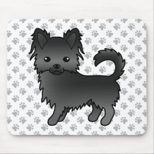 Black Long Coat Chihuahua Cartoon Dog & Paws Muismat