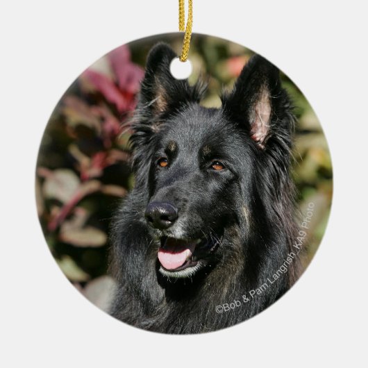 Black Long Hazard German Shepherd Keramisch Ornament (Voorkant)