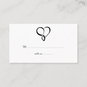 Black Love Heart Mariage Table Place Cartes