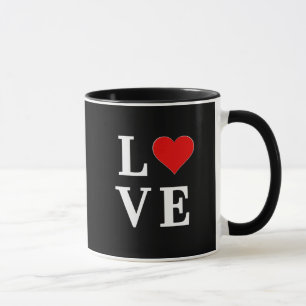 Black LOVE Heart Modern Trendy Mok