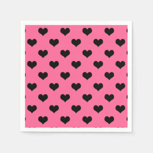 Black Love Heart op roze achtergrond Servet