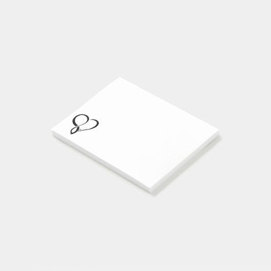 Black Love Heart PostIt Notes (Schuin)