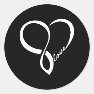 Black Love Heart Weddenkers Ronde Sticker