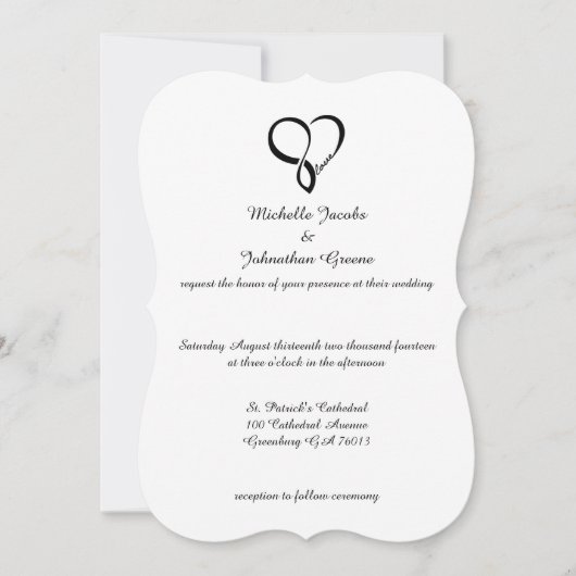 Black Love Heart Wedding Invitations Kaart (Voorkant)