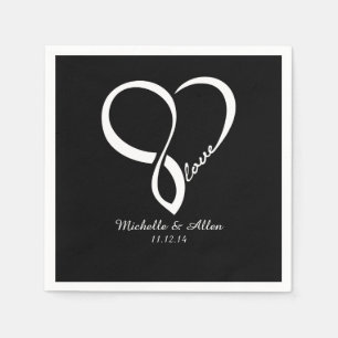 Black Love Heart Wedparty Paper Napkins Set Servetten