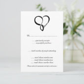 Black Love Heart Wedt Cartes RSVP (Debout devant)