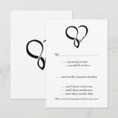 Black Love Heart Wedt Cartes RSVP (Devant / Derrière)