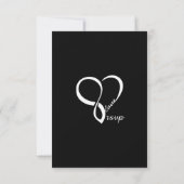 Black Love Heart Wedt Cartes RSVP (Dos)