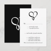 Black Love Heart Wedt Cartes RSVP (Devant / Derrière)