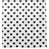 Black Love Hearts White Background Shower Curtain Douchegordijn (Voorkant)