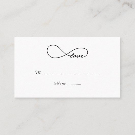 Black Love Infinity Mariage Table Place Cartes (Devant)