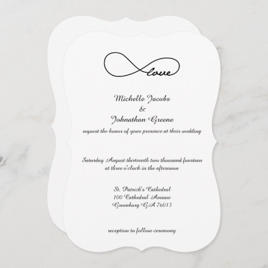 Black Love Infinity Wedding Invitations (Devant / Derrière)
