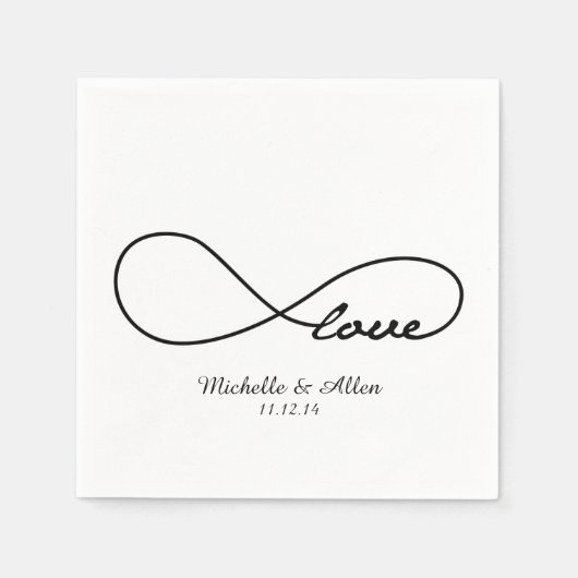 Black Love Infinity Wedding Paper Napkins Set Servetten (Voorkant)