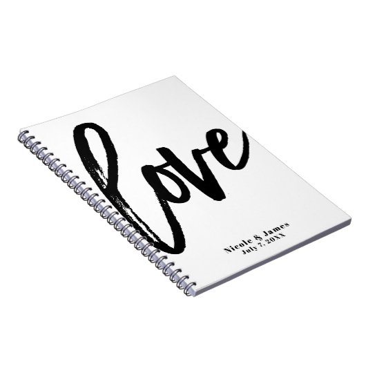Black LOVE Modern Brush Script Wedding Planning Notitieboek (Rechterzijde)