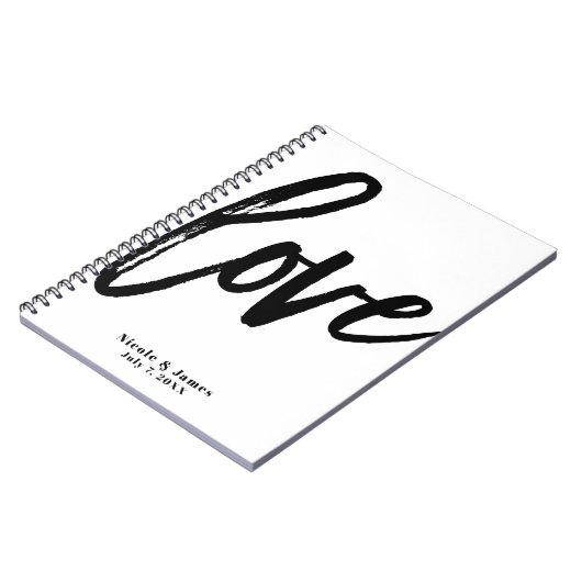 Black LOVE Modern Brush Script Wedding Planning Notitieboek (Linkerzijde)