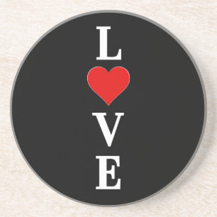 Black LOVE Modern Tredny Black en White Zandsteen Onderzetter