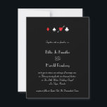 Black Love Struck Las Vegas Faire-part de mariage<br><div class="desc">Simple et élégant, ce faire-part de mariage à thème casino propose les quatre costumes de cartes en rouge classique et blanc sur noir. Le coeur a été percé par des flèches comme un clin d'oeil enjoué à être frappé par l'amour. Idéale pour un mariage ou un appartement à Las Vegas,...</div>