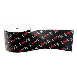 Black LOVE Trendy Black en White Grosgrain Lint