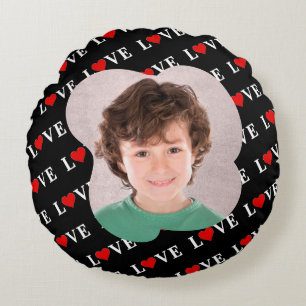 Black LOVE Trendy Black en White Rond Kussen