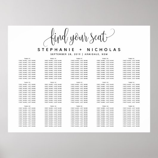 Black Lovely Script Typography Wedding Poster (Voorkant)