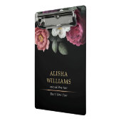 Black Luxury Personalized Floral Mini Klembord (Angled2)