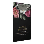 Black Luxury Personalized Floral Mini Klembord (Schuin)