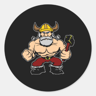 Black Mad Viking Ronde Sticker