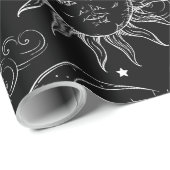 Black Magic Celestial Sun Moon Stars Cadeaupapier (Rol Hoek)