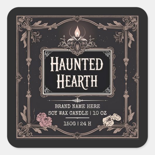 Black Magic Gothic kaars label | Aangepaste Hallow (Voorkant)