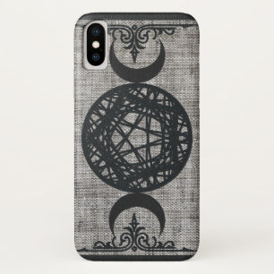 Black Magic Triple Moon Pentagram Wiccan iPhone X Hoesje
