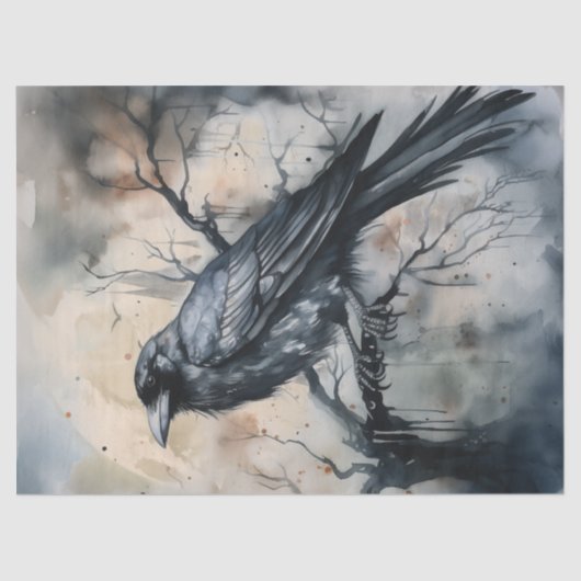 Black Majestic Raven Tissuepapier (Voorkant)