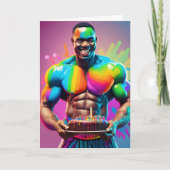 Black Male Bodybuilder Gay Birthday Kaart (Voorkant)