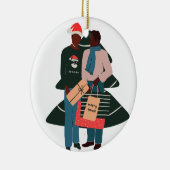Black Male Couple Kerstmis Keramisch Ornament (Rechts)