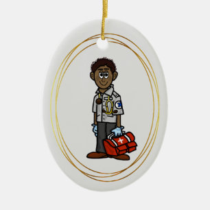 Black Male EMS Paramedic-kerstversiering Keramisch Ornament