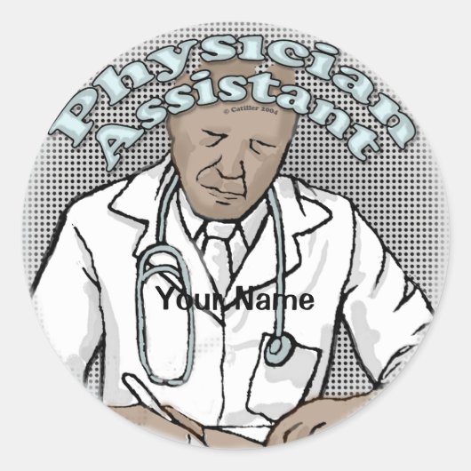 Black Male Physician Assistant Ronde Sticker (Voorkant)