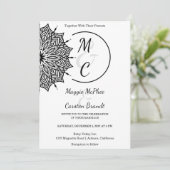 Black Mandala bruiloft uitnodiging (Staand voorkant)