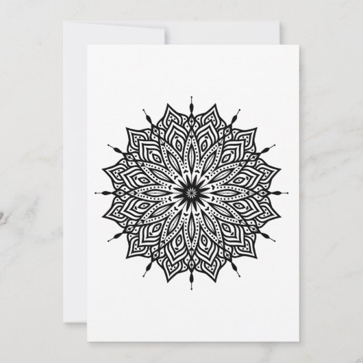 Black Mandala bruiloft uitnodiging (Achterkant)