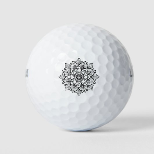 Black Mandala Golfballen (Voorkant)