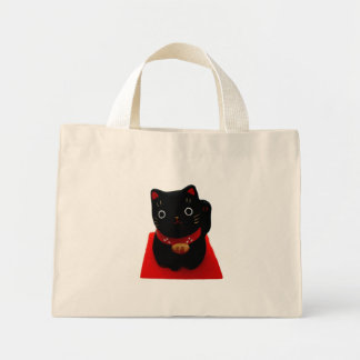 Black Maneki Neko op een rood tapijt Mini Tote Bag