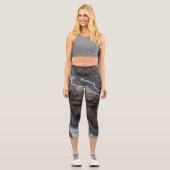 Black Marble Abstract Leggings – yoga pants (Recto)