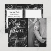 Black Marble Custom Photo Save the Date Briefkaart (Voorkant / Achterkant)