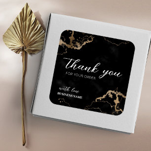 Black Marble Gold Elegant Hartelijk dank voor aank Vierkante Sticker