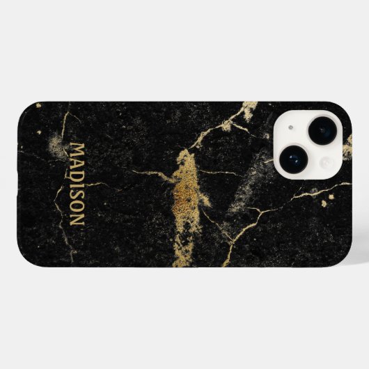 Black Marble Gold Glitter Case-Mate iPhone Case (Achterkant (horizontaal))