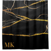 Black Marble Gold Glitter Douchegordijn (Voorkant)
