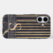 black marble gold glitter monogram Case-Mate iPhone case (Achterkant (horizontaal))