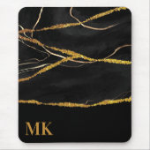 Black Marble Gold Glitter Muismat (Voorkant)