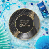 Black Marble Gold Glitter Papieren Bordje (Feest)